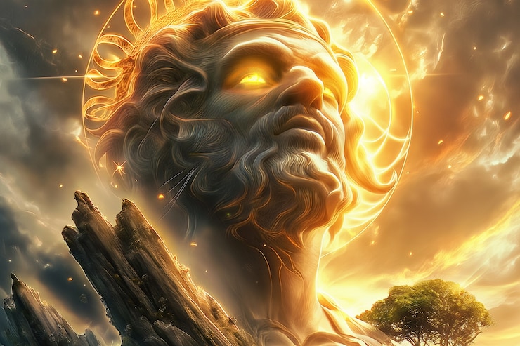 Foto gratuito scena fantastica che raffigura il dio del sole