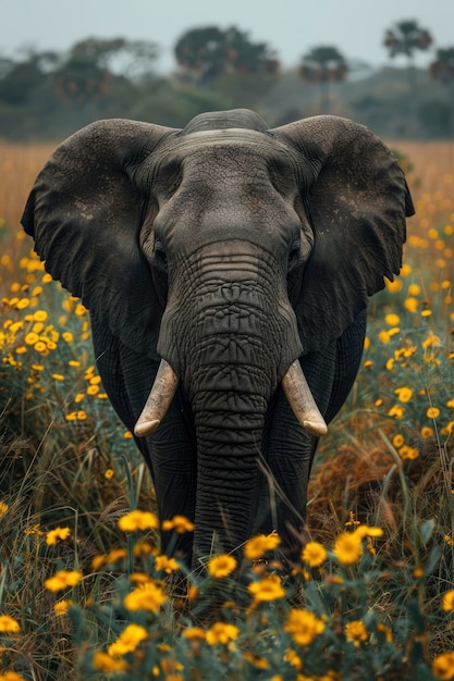 Scena fotorealista di un elefante selvatico