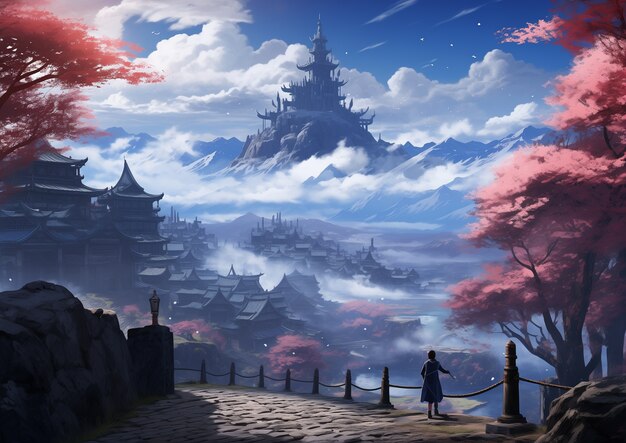 Scena in stile anime fantasy