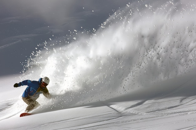 Scena invernale fotorealista con persone che fanno snowboard