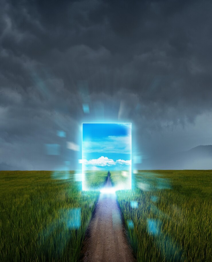 Foto gratuito scena misteriosa con portale