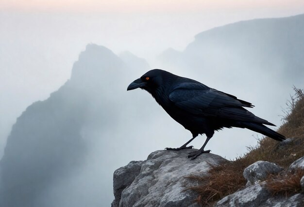 Scena oscura del corvo in natura