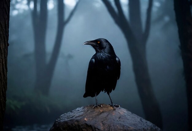 Scena oscura del corvo in natura