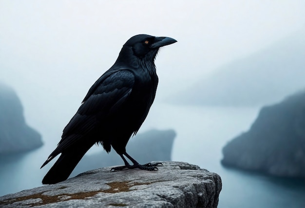 Scena oscura del corvo in natura