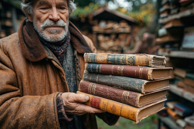 Scena realistica con libri in una vendita di giardino nel quartiere