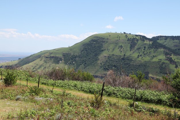 Scenario affascinante di colline che sfiorano il cielo sulla campagna