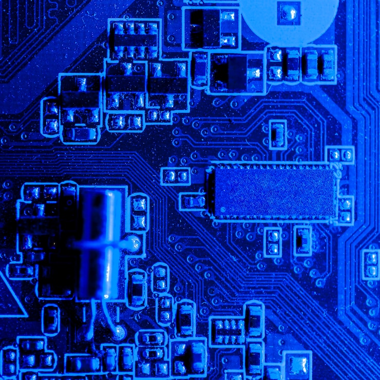 Foto gratuito scheda elettronica vista dall'alto