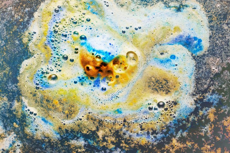 Foto gratuito schiuma blu e senape