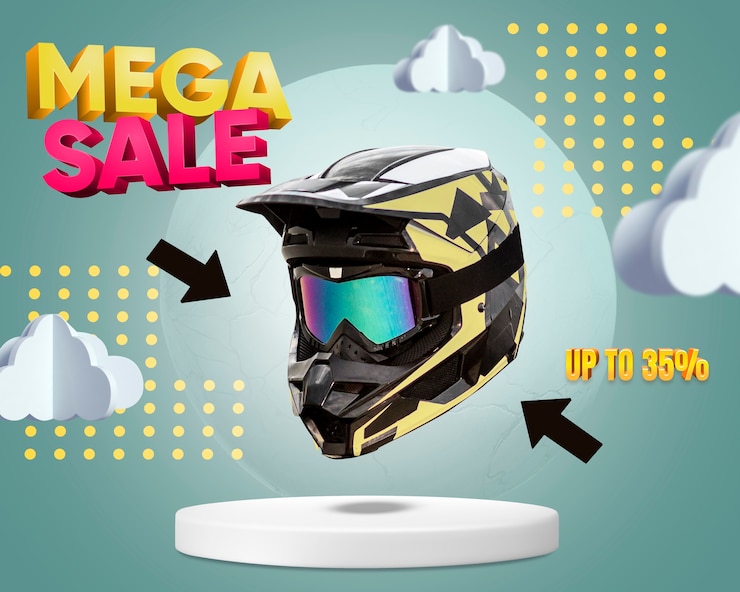 Foto gratuito sconto sul casco da bici sul podio