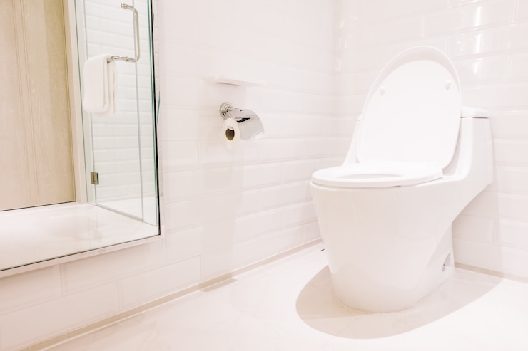 Foto gratuito sedile del water bianco