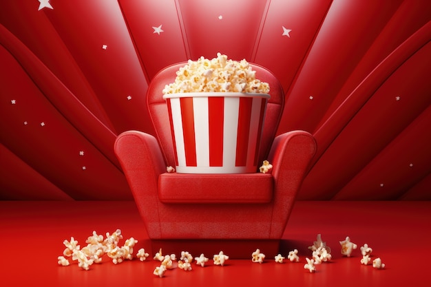 Sedili da cinema 3D con popcorn