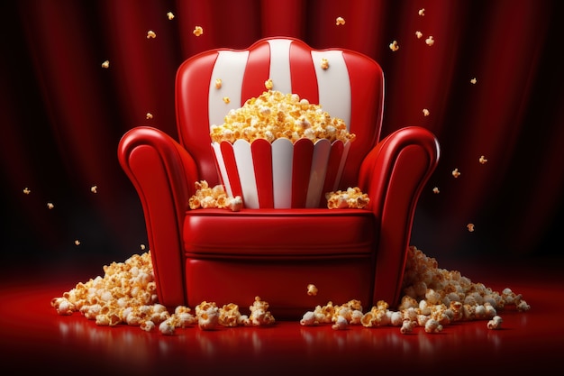 Sedili da cinema 3D con popcorn