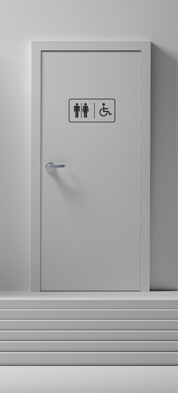 Foto gratuito segno del bagno sulla porta bianca