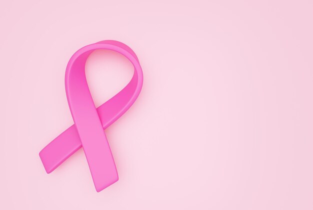 Segno di consapevolezza del cancro al seno del nastro rosa o illustrazione 3d di simbolo