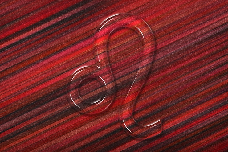Foto gratuito segno zodiacale leone, sfondo rosso, oroscopo sfondo astrologia, leone, oroscopo rosso