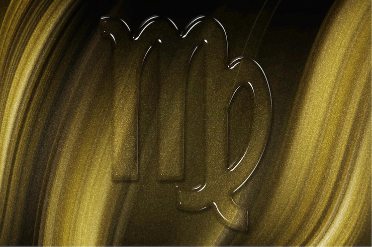 Foto gratuito segno zodiacale vergine, fondo oro, oroscopo sfondo astrologia, vergine, oroscopo oro