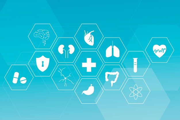 Set di icone della tecnologia medica per la salute e il benessere