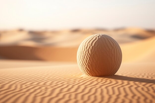 Sfera 3d creativa astratta con paesaggio desertico