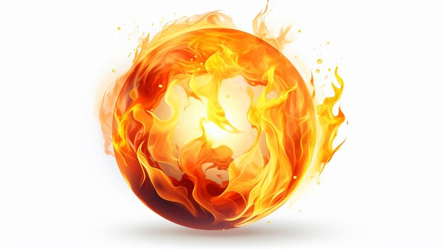 Sfera 3D in fiamme con le fiamme