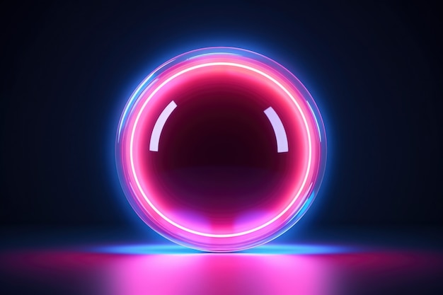 Sfera creativa astratta 3d con luce al neon