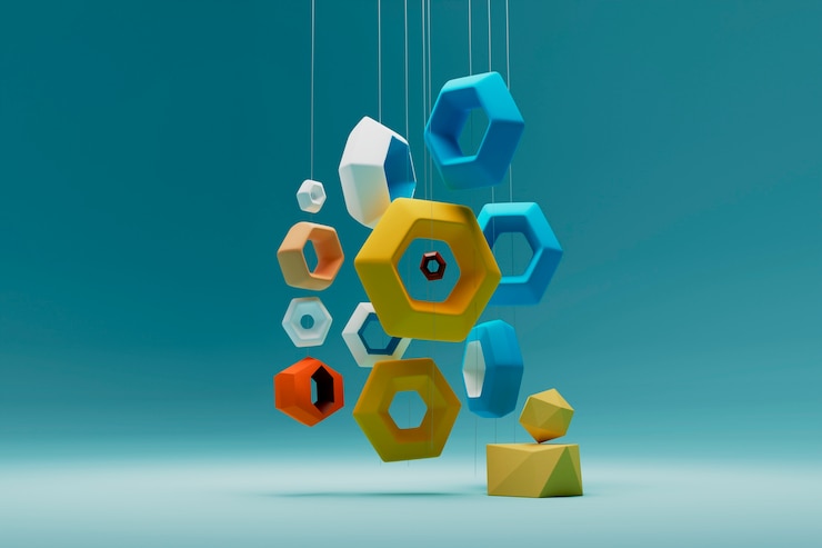 Foto gratuito sfondio 3d con forme e consistenze esagonali