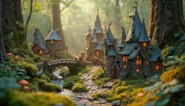 Foto gratuito sfondio del villaggio in miniatura