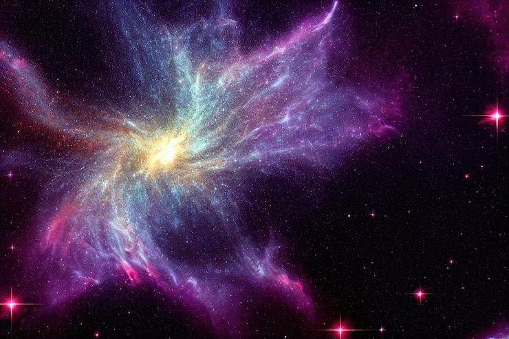 Foto gratuito sfondio spaziale notte stellata realistica cosmo e stelle luminose via lattea e polvere stellare galassia di colore