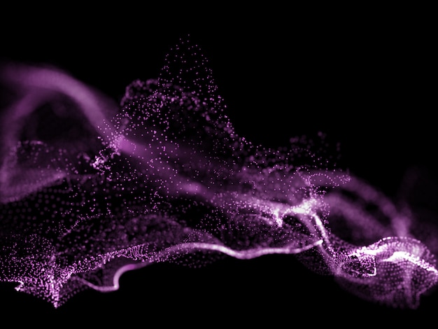 Sfondo astratto rete 3D con particelle cyber galleggianti