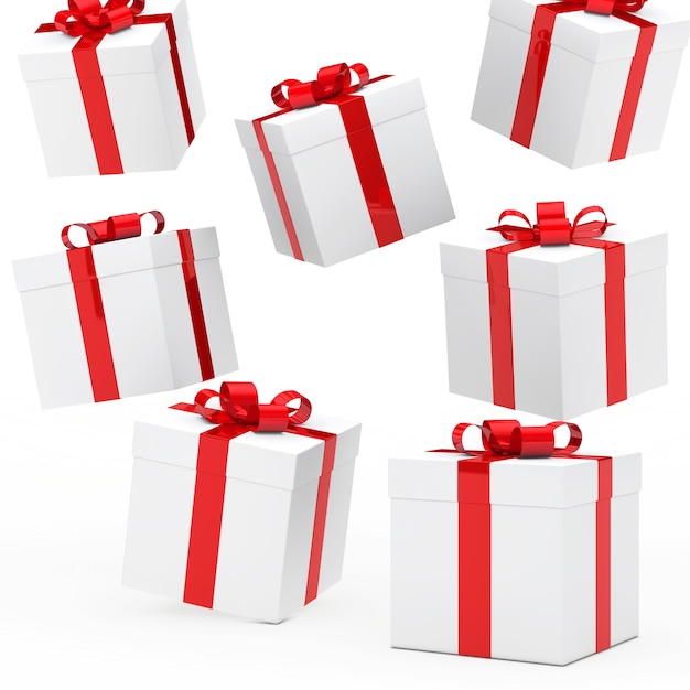 Sfondo bianco con scatole regalo