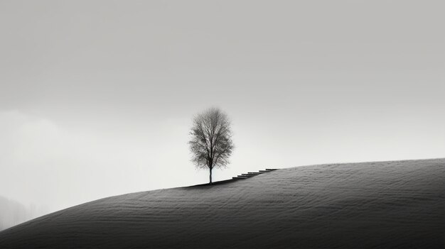 Sfondo bianco e nero con albero