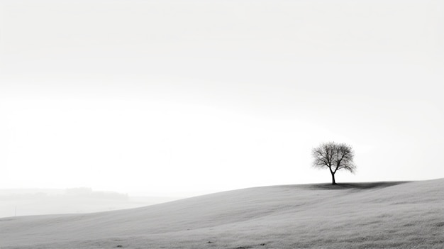 Sfondo bianco e nero con albero