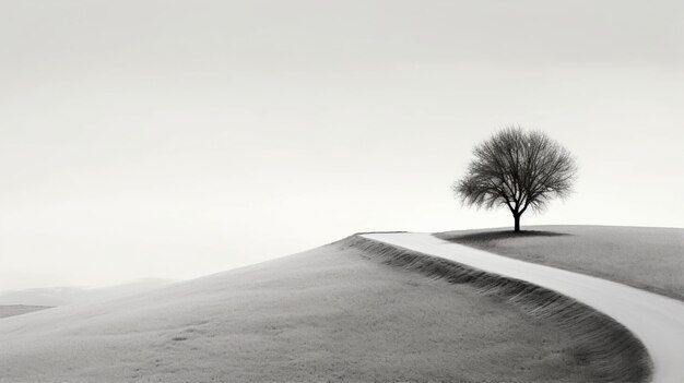 Sfondo bianco e nero con albero