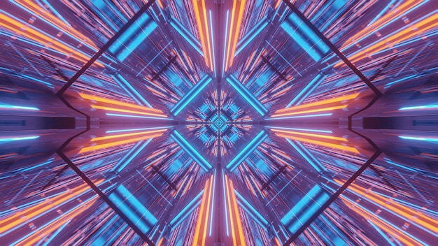 Sfondo cosmico con motivi di luci laser blu e arancioni - perfetto per uno sfondo digitale