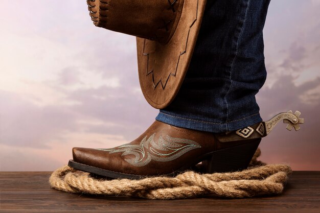 Sfondo da cowboy con stivali