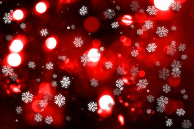 sfondo decorativo di Natale con fiocco di neve e luci bokeh