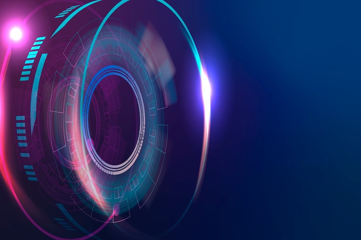 Foto gratuito sfondo della tecnologia delle lenti ottiche in sfumatura viola e blu