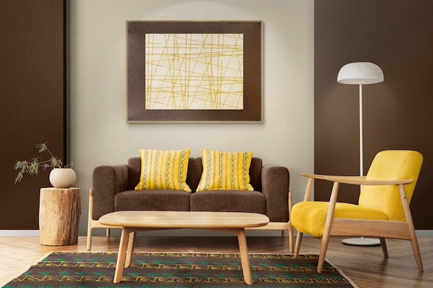 Sfondo dello zoom di interior design del soggiorno scandinavo