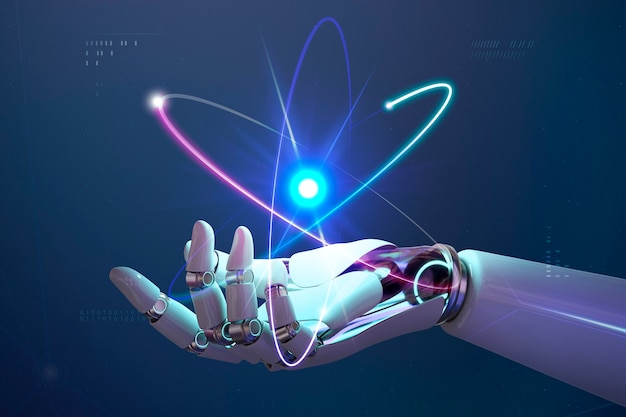 Sfondo di energia nucleare AI, innovazione futura della tecnologia dirompente