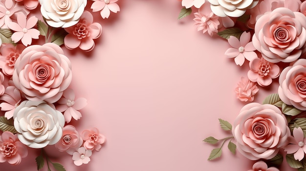 Sfondo di fiori di rosa 3d con spazio di copia