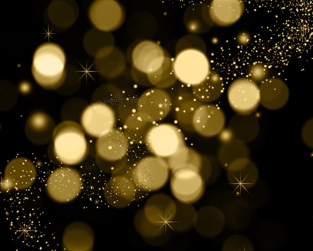 Sfondo di Natale di luci bokeh, stelle e luci scintilla