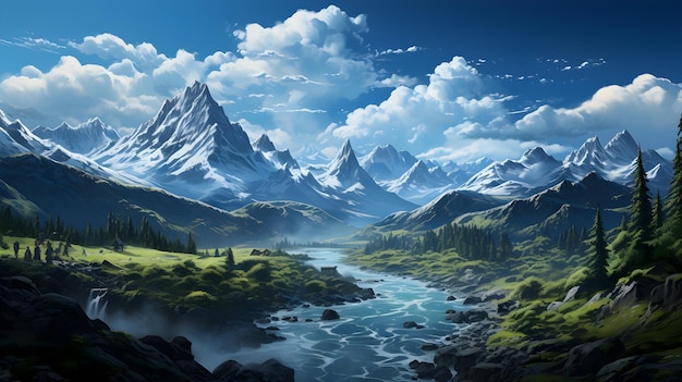 sfondo di paesaggio di montagna foresta