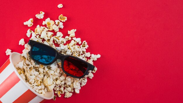 Sfondo di popcorn per il concetto di cinema