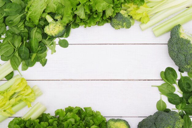 Sfondo fatto di verdure, concetto di cibo sano