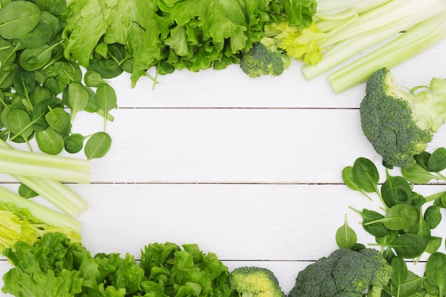 Sfondo fatto di verdure, concetto di cibo sano