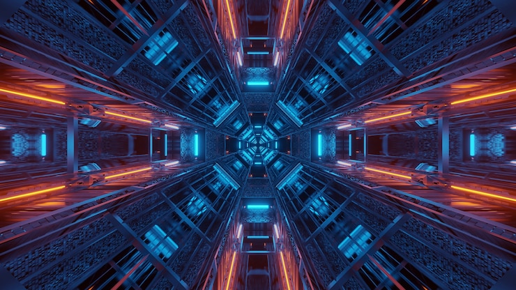 Foto gratuito sfondo futuristico con motivi luminosi al neon astratti - ottimo per uno sfondo cosmico