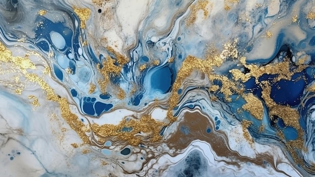 Sfondo in marmo di lusso Texture di marmorizzazione dell'arte digitale Immagine generata Ai oro blu