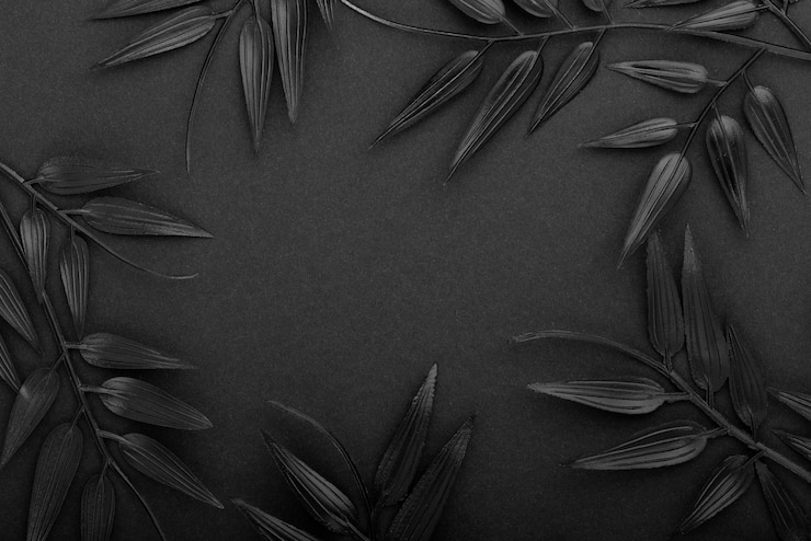 Foto gratuito sfondo nero con foglie e trama di vegetazione