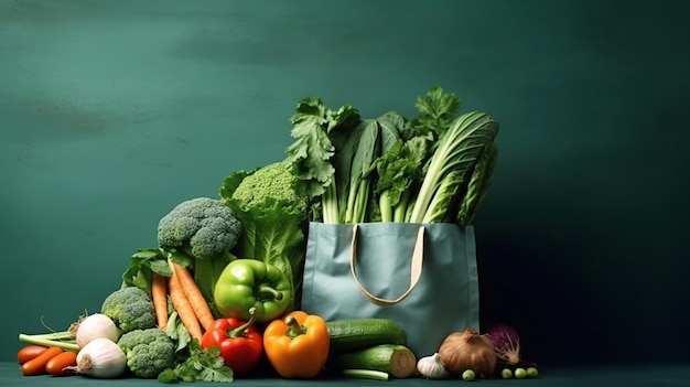 Shopping o consegna cibo sano sfondo Immagine generata dall'intelligenza artificiale
