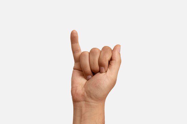 Simbolo della lingua dei segni isolato su bianco