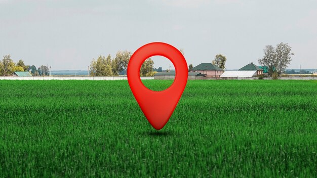 Simbolo di posizione con sfondo del paesaggio